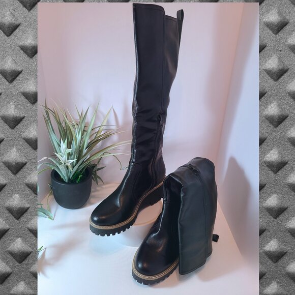 DV by Dolce Vita Black Wedge Platform Lug Sole Boots – Size 7.5 - Picture 3 of 15